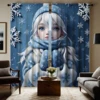 2pcs  HD Frozen Girl Decorative curtain Blue tie digital printed curtain Home Decoration style Decoration living room bedroom 1