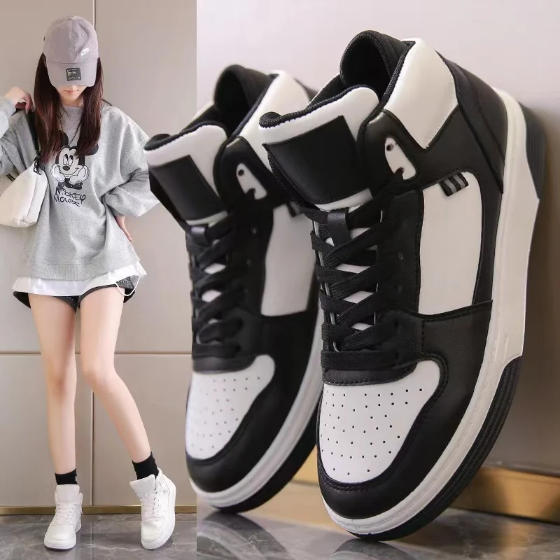 

Spring and Autumn High Top Small White Shoes 2023 Women's Student Style Elevated Board Shoes Fashion Casual Sports Shoes