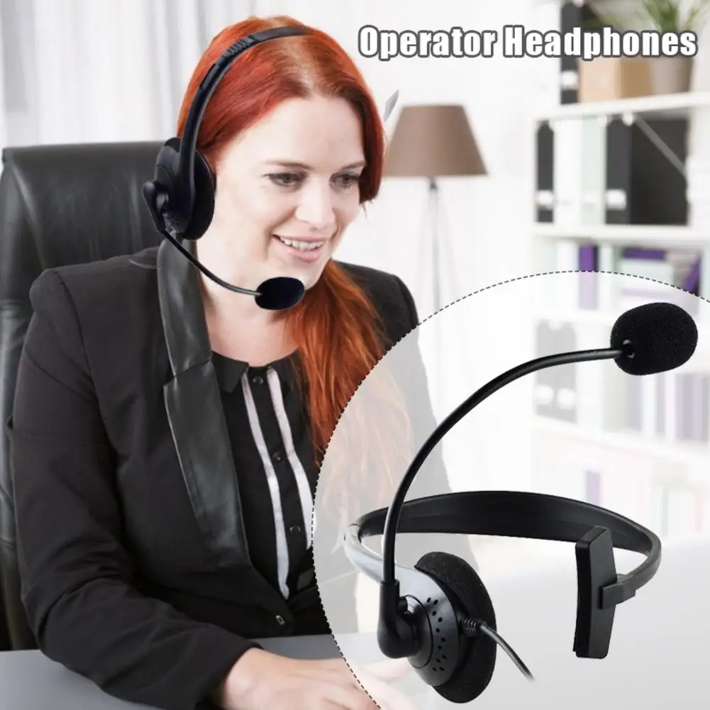 Cuffie per operatore montate sulla testa con microfono con cancellazione del rumore Telefono con un solo orecchio Cuffie per chiamate chiare Cuffie su un solo lato - immagine 6