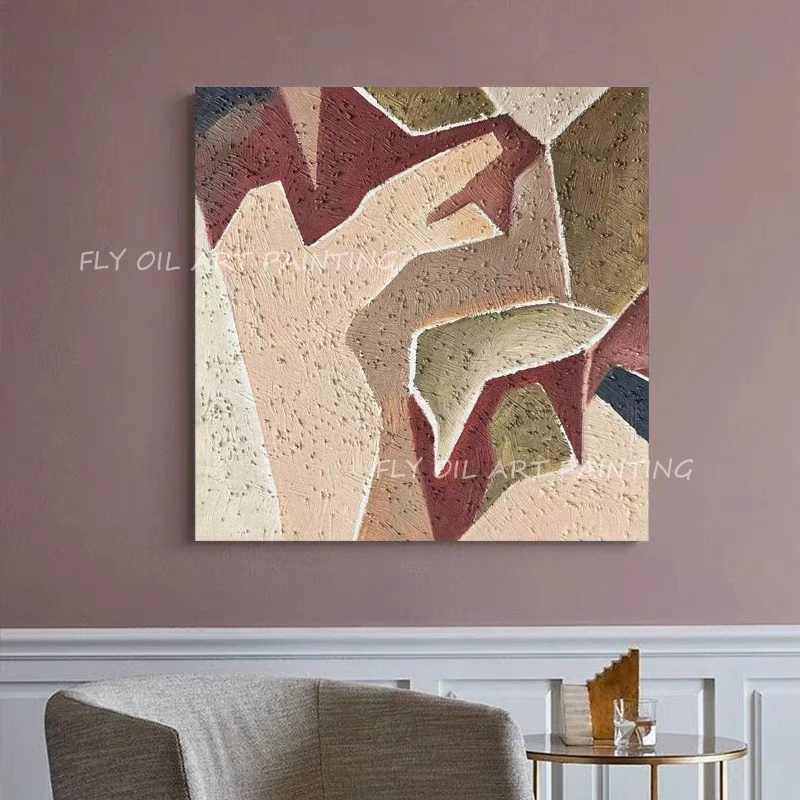 

Large SizeThick Simple Texture Brown 100% Handpainted Abstract 100% Hand Painted thick canvas large size Oil Painting decoration