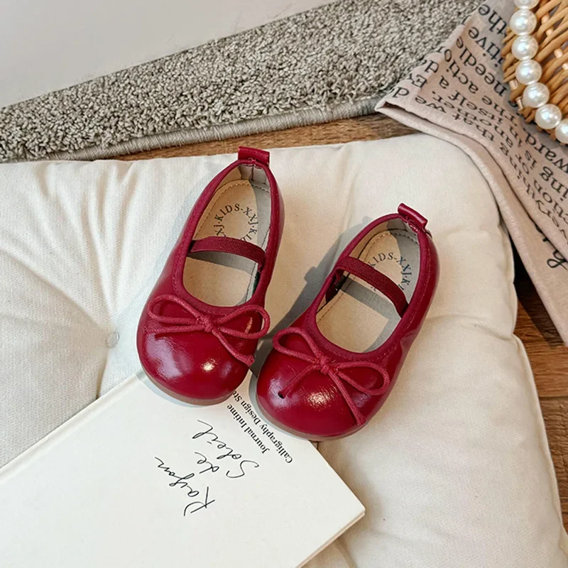 2024 Spring&Autumn Children's Little Leather Shoes for Girls Korean Girls' Soft Sole Bow Anti Slip Fashion Princess Single Shoes 4