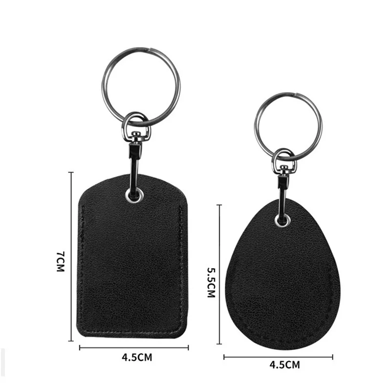 Cow Leather Keychain Key Ring Doorlock Access Control Tags Keyfob Tokey Tag ID Card Case Keychain Access Card Bag Key Tag Ring