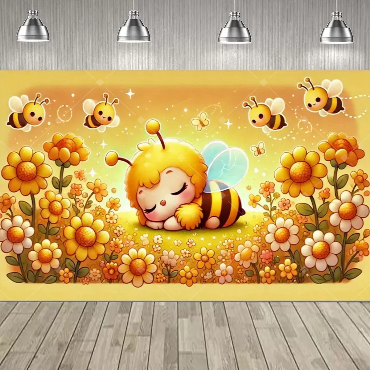 Süße Bienen-Honig-Party-Dekoration: Hintergrund aus Holz mit Bienen-Motiv für Baby-Taufe, Neugeborenen-Geschlechtsenthüllung, Geburtstagsfeier, Studio-Requisiten, Banner – Detail 13