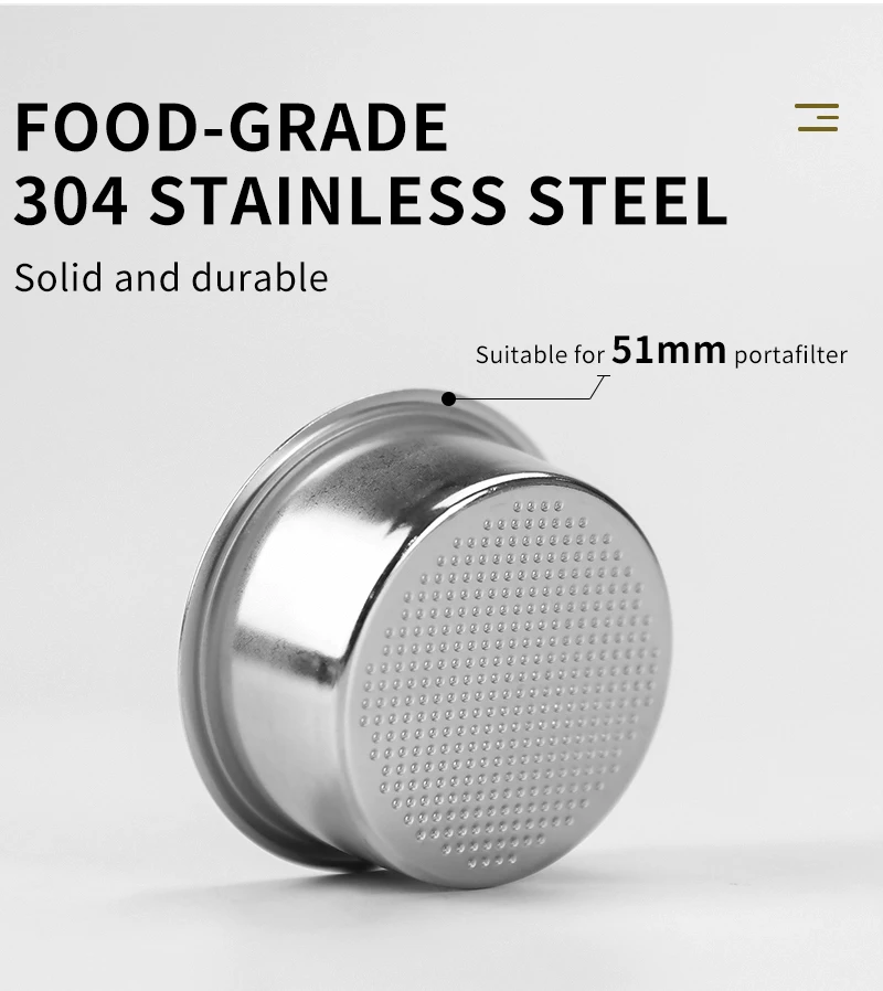 Description Picture 6 of item51MM Coffee Filter Basket Replacement Stainless Steel For Delonghi Bottomless Portafilter Espresso Good Accessories Barista Tool