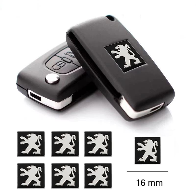 Car Remote Key Sticker Aluminum Emblem Decoration Decal For Peugeot 206 307 308 3008 207 208 407 508 2008 408 4008 301 5008 106