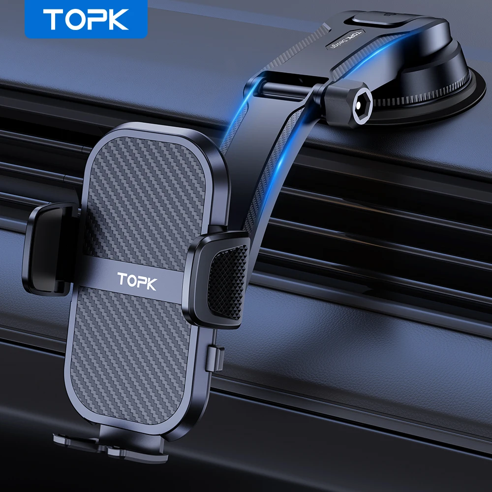 TOPK Universal Autotelefonhalter 360° ° Rotations-Handy-Autohalterung für Lüftungsschlitze und Armaturenbrett-Windschutzscheiben-Saugstation für iPhones – Detail 14