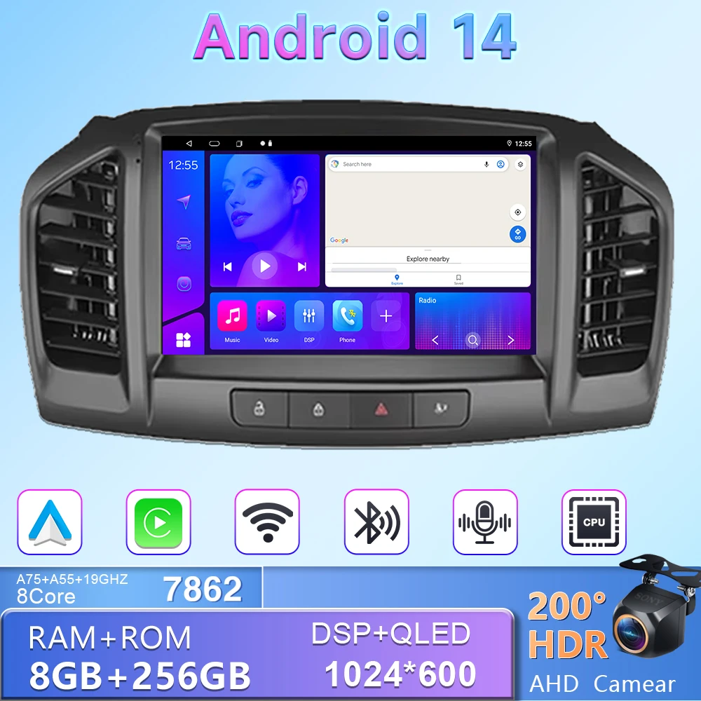 9,7 Pollici Tesla Style Autoradio Android 13.0 per Opel Insignia/Buick Regal 2009-2013 Car Stereo GPS Navigazione 2.5D IPS Touch Screen Supporto SWC CarPlay Android Auto Mirror Link Bluetooth 4G WiFi