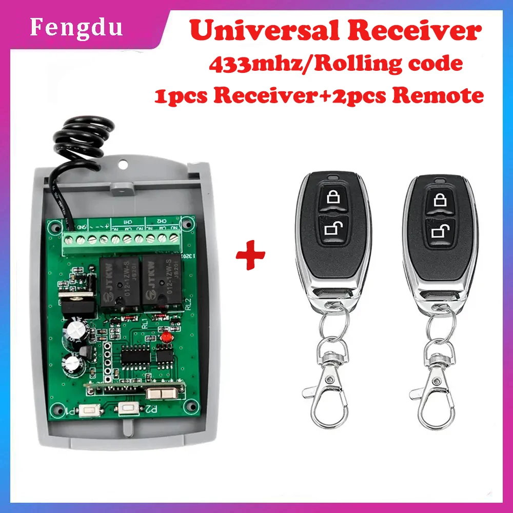 Universal 12-24V Remote Control Receiver For Auto Gate And Curtain 433 ...