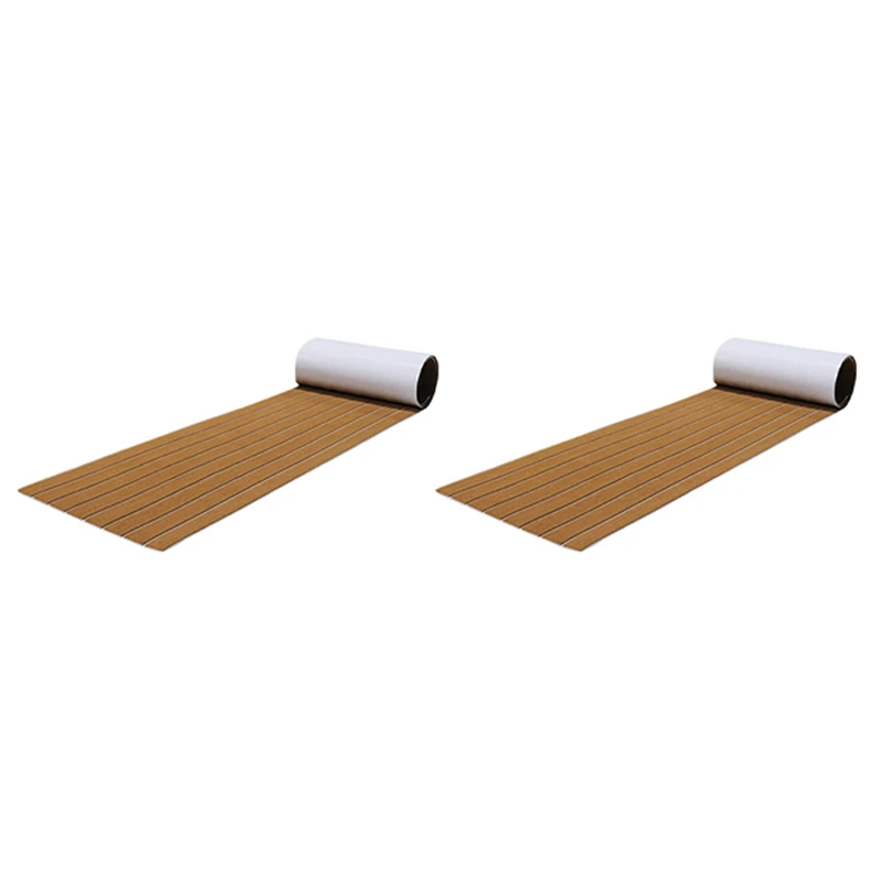 

2Pcs 6MM Self Adhesive EVA Foam Teak Sheet Marine Boat Yacht Synthetic Decking Foam Floor Mat Flooring Brown 240X45cm