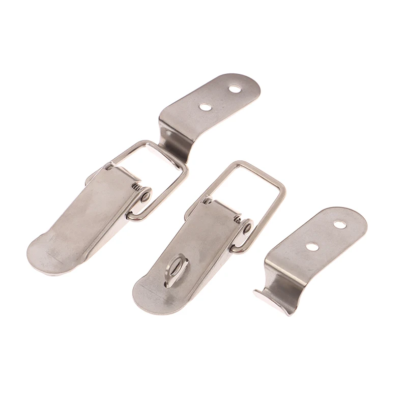 1 Set Cabinet Door Metal Clasps 90 Degree Box Closure Lock Duck-mouth Buckle Hook Spring Loaded Draw Toggle Hasps Clamp