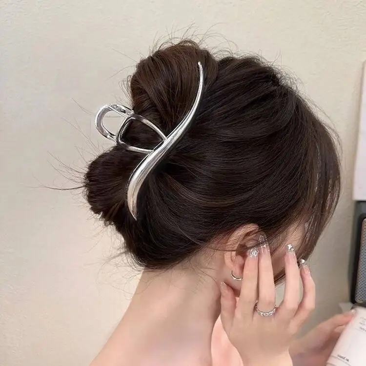 Frauen Silber Gold Farbe Unregelmäßige Haarnadeln Punk Metall Haar Klaue Clip Barrettes Mädchen Haar Zubehör Pferdeschwanz Haar Clip Kopfbedeckungen – Detail 7
