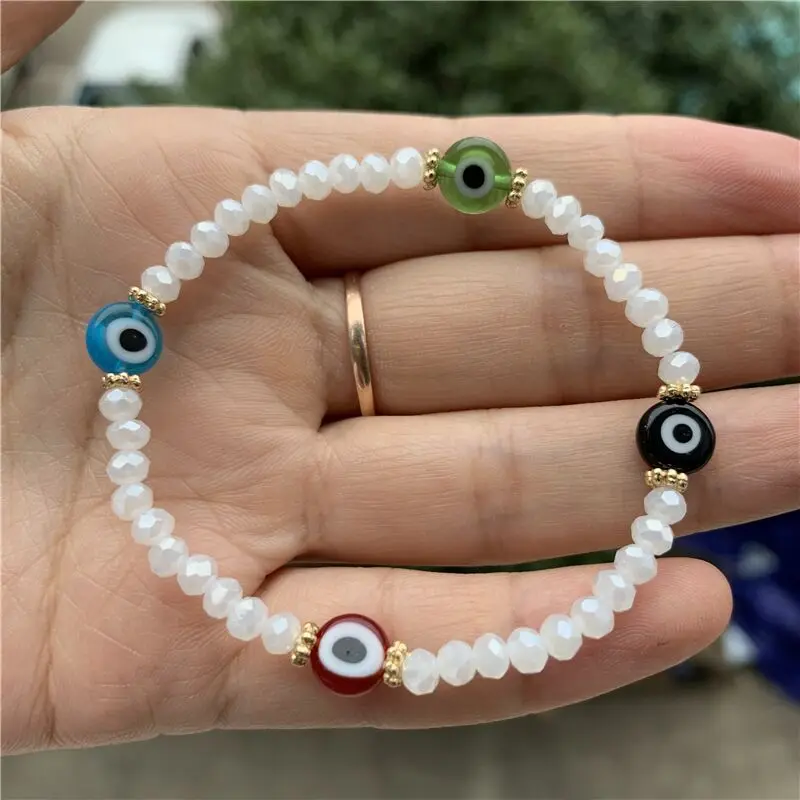 Turkish Eye Bracelet Red Blue Evil Eyes Handmade Color Crystal Bracelets for Women Men Bracelet Jewelry