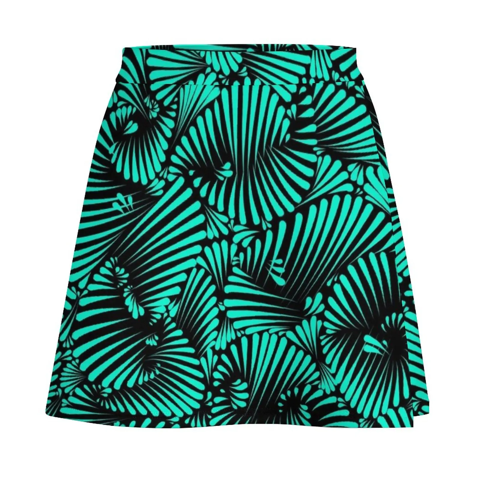 Neon Teal Palm Party Mini Skirt dress Clothing female