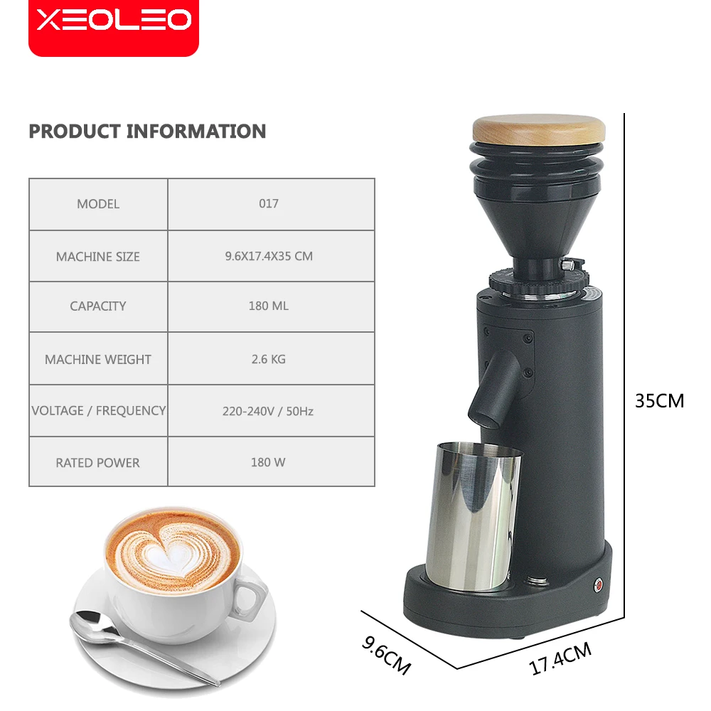 Xeoleo Electric Coffee grinder Coffee bean miller Espresso coffee machine 8  Steps Anti-jump 60mm Flat Burr grinder 100W - AliExpress
