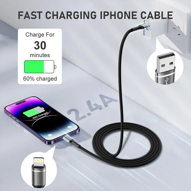 MFi Certified Nylon Braided Fast Charging USB Lightning Cable