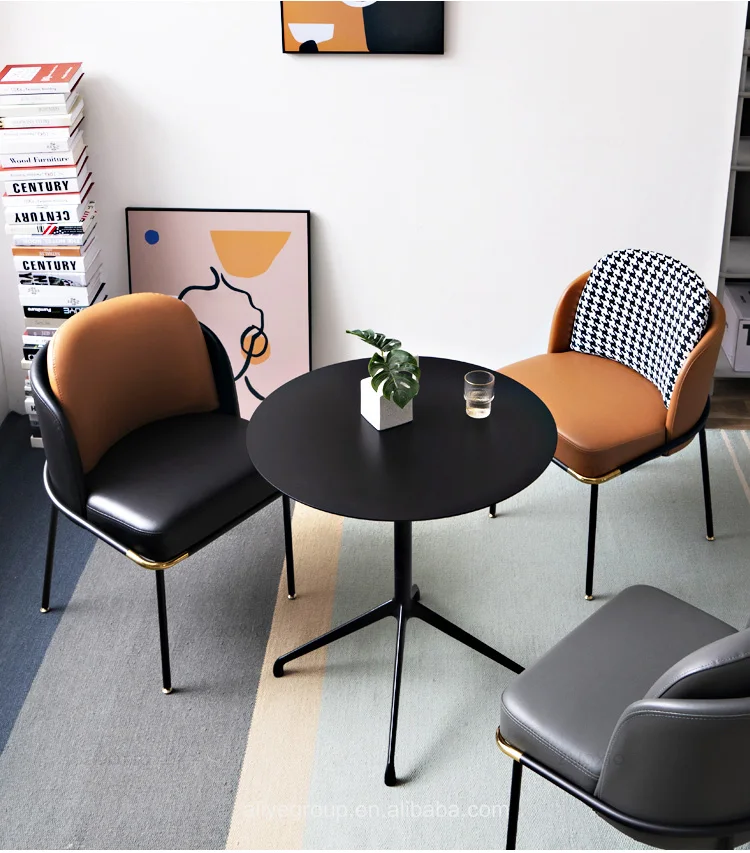 High quality dining room coffee shop modern metal leg soft leather chair with stainless steel leg for luxury home furniture