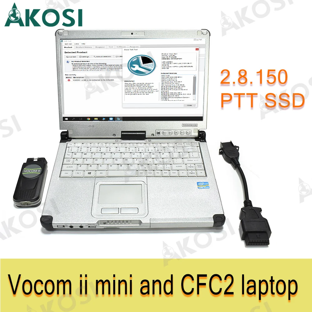 

For Volvo Vocom II mini tech APCI PTT PTT 2.8 tech tool truck diagnostic tool+CFC2 Laptop software preinstall Diagnostic