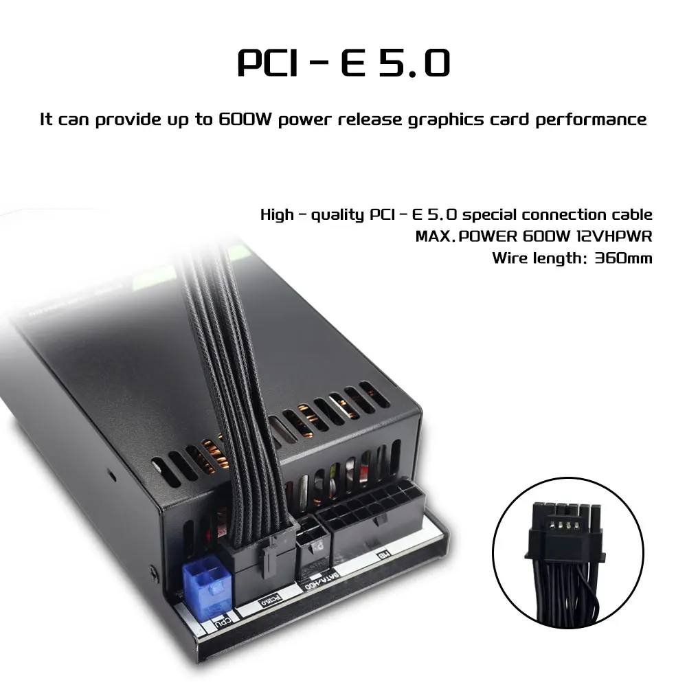 1개 600W 전원 공급 장치 PCIE-5.0 풀 전압 POS AIO 시스템용 소형 1U 플렉스 ITX 600W ATX 전원 공급 장치 EU/UK/US 케이블 포함