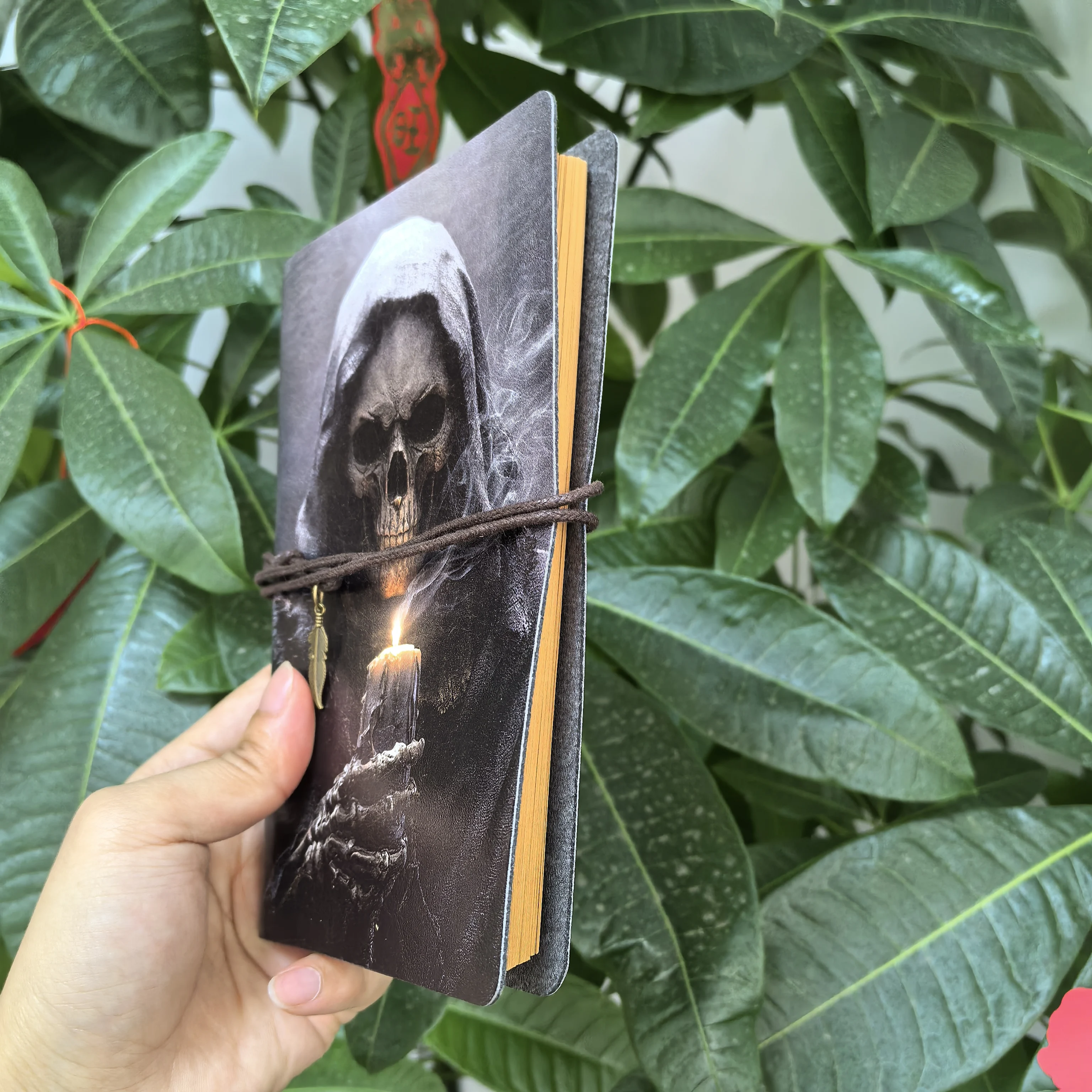 A6 할로윈 해골 양초 가죽 저널, 고딕풍 여행 노트, 선물용 & 데일리 호러 테마 노트