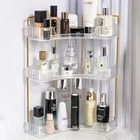 3 Layers Makeup Organizer Corner Desktop Cosmetic Rack Bathroom Clear Perfume Skin Care Product Storage Rack Multipurpose 1