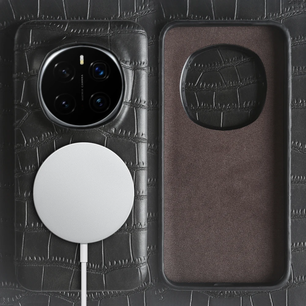 Magnetic Leather Case with Wireless Charging Compatibility
