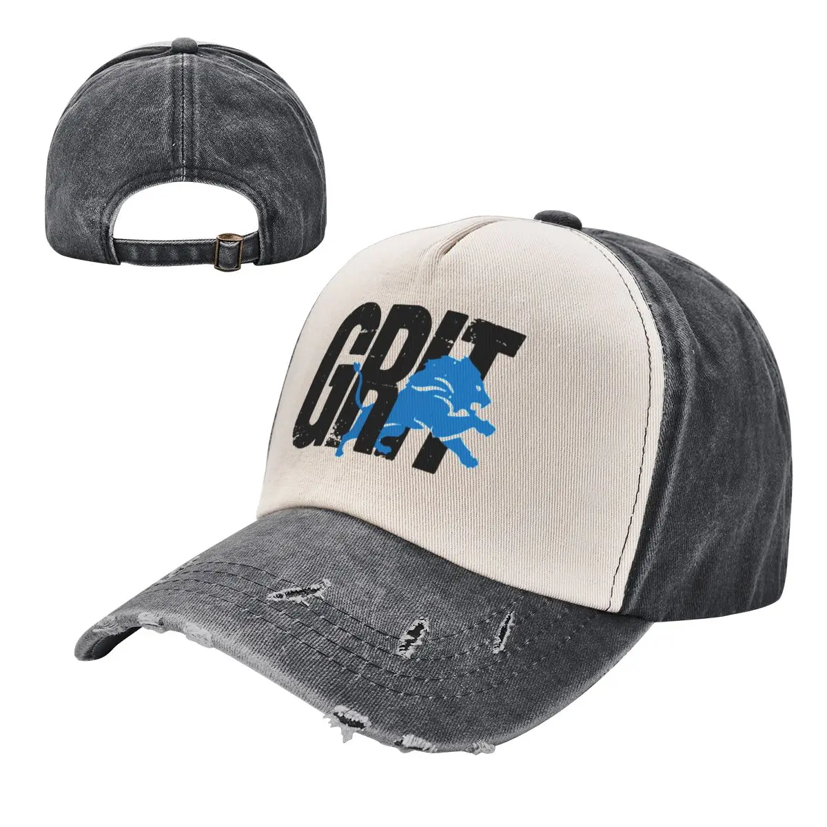 

Unisex Fashion Retro Detroit Lions Grit Logo Washed Baseball Caps
