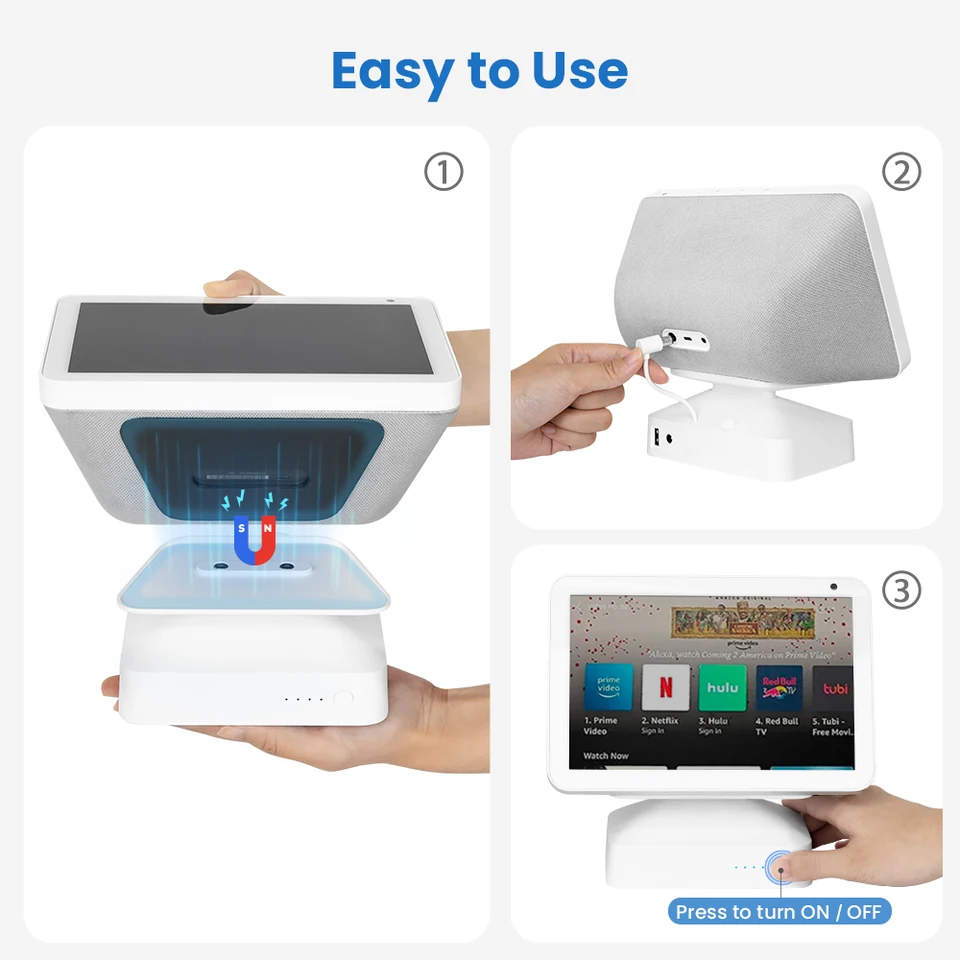 Echo Show 8第1世代および第2世代用バッテリーベース,Alexa Amazon携帯