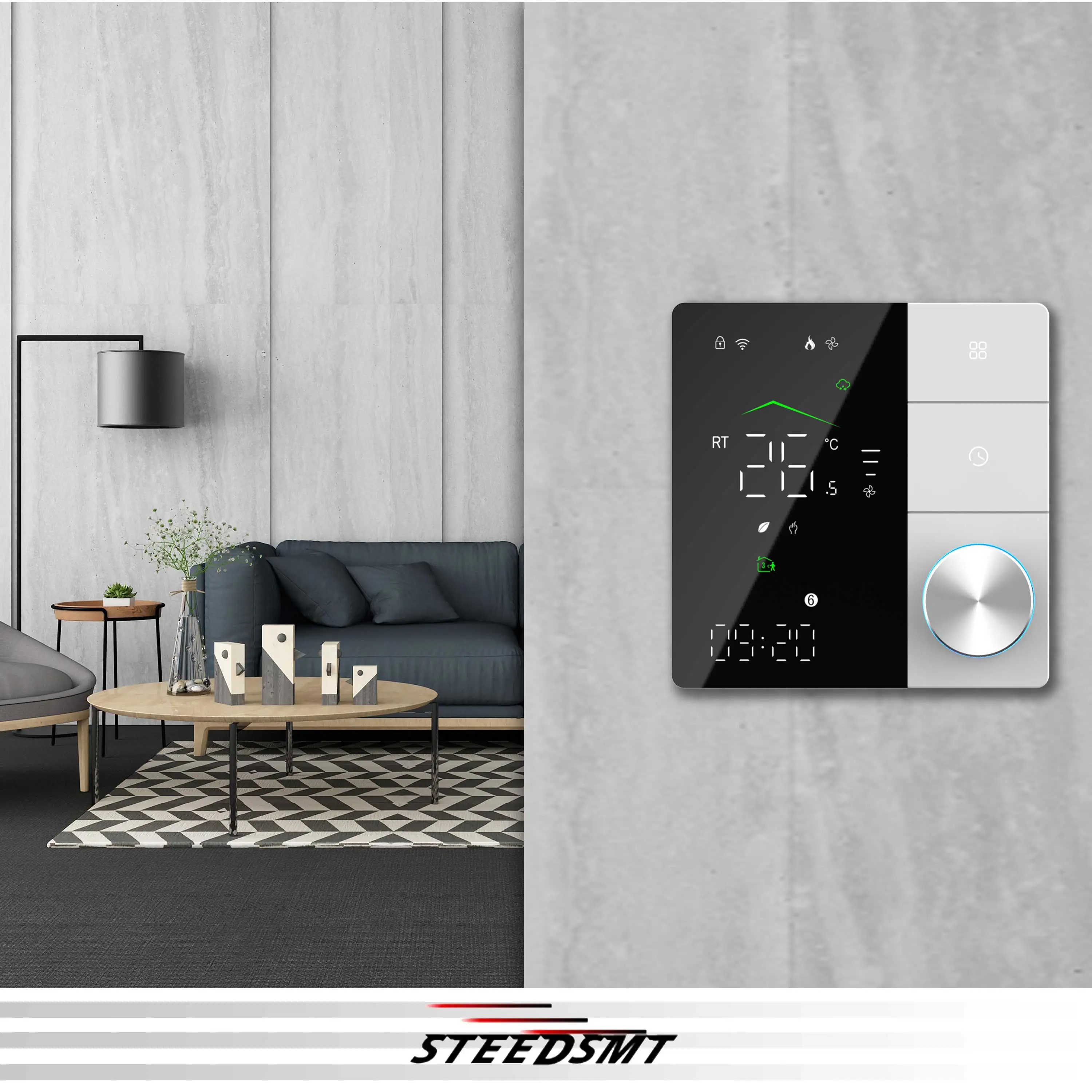 Dual Sensor RS485 Thermostat สําหรับไฟฟ้าเครื่องทําความร้อน Smart Voice Interaction,ZIGBEE,WIFI,MATTER 24V 220VAC อุปกรณ์เสริม 1