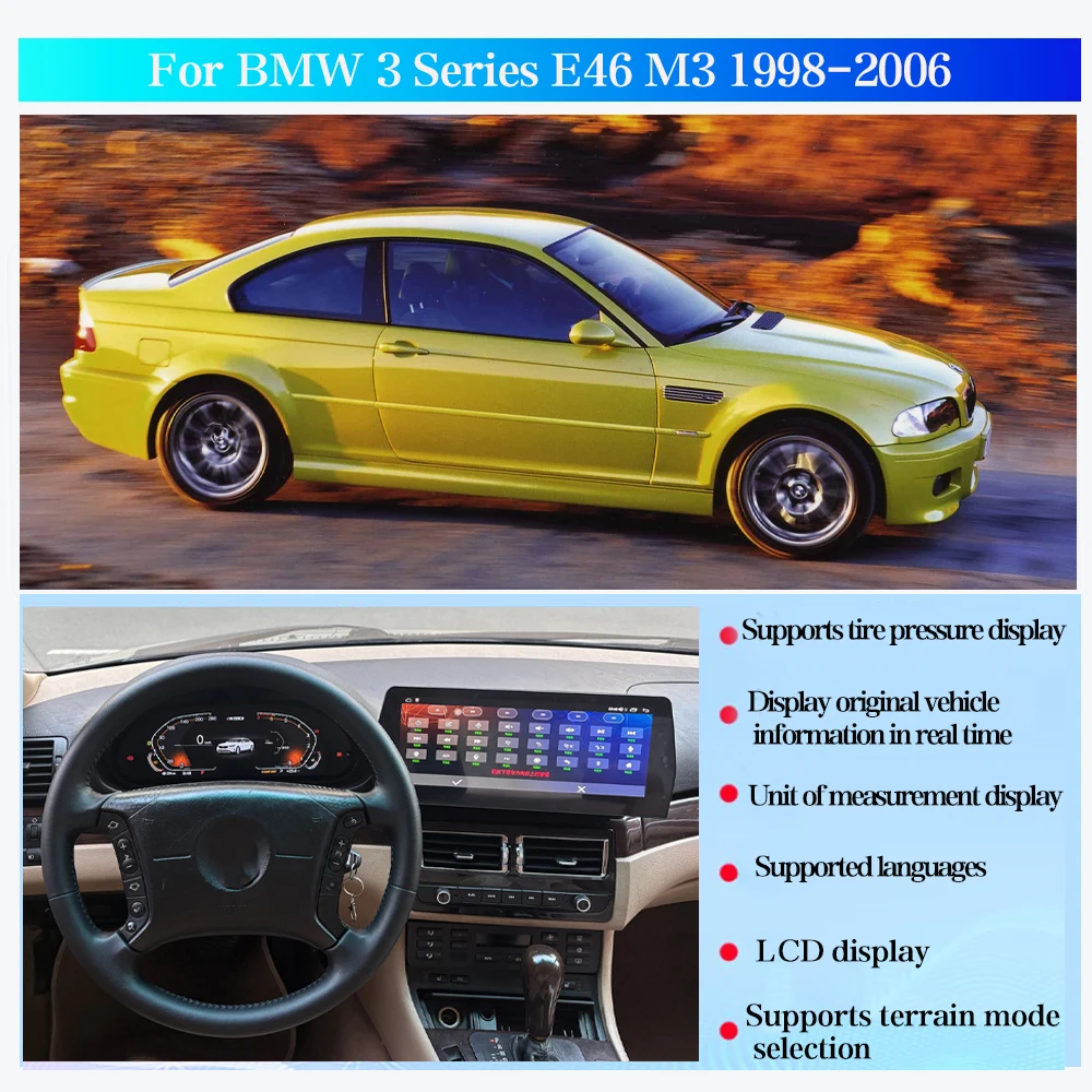 BMW 3 시리즈 E46 M3 1998-2006 차량용 LCD 대시보드 디지털 클러스터 계기판 속도계 다기능