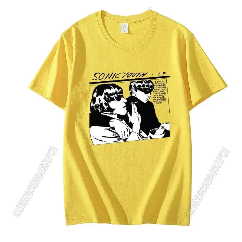 thumbnail image 1 of Camisetas para hombre de Sonic Youth Rock Band 2024, 100 % algodón, camisetas gráficas para parejas, ropa urbana unisex de gran tamaño y divertida, 1 of 5