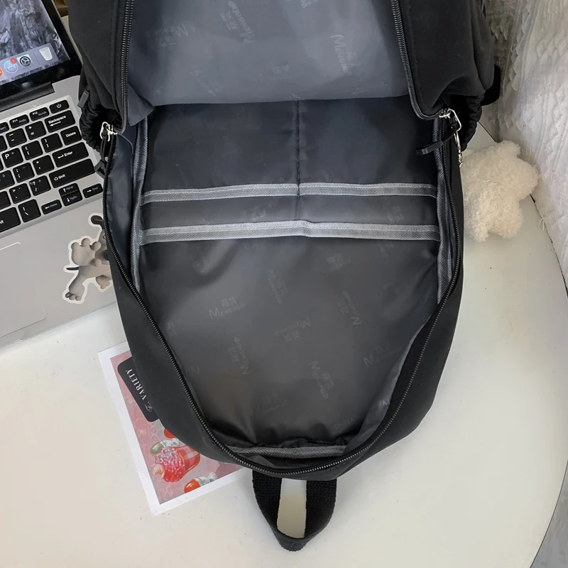 Men Fashion Laptop Backpack College Bagpack Black Student Bookbag Women Travel Mochila for High Shool Girl Boys Bag