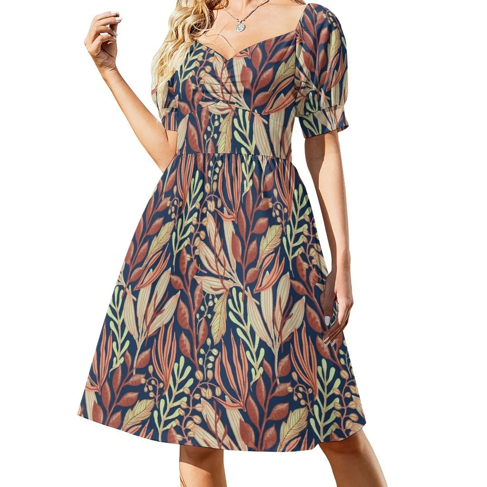 

Leaves Pattern - A Sleeveless Dress summer women's dress 2024 dresses for official occasions dress women elegant luxury