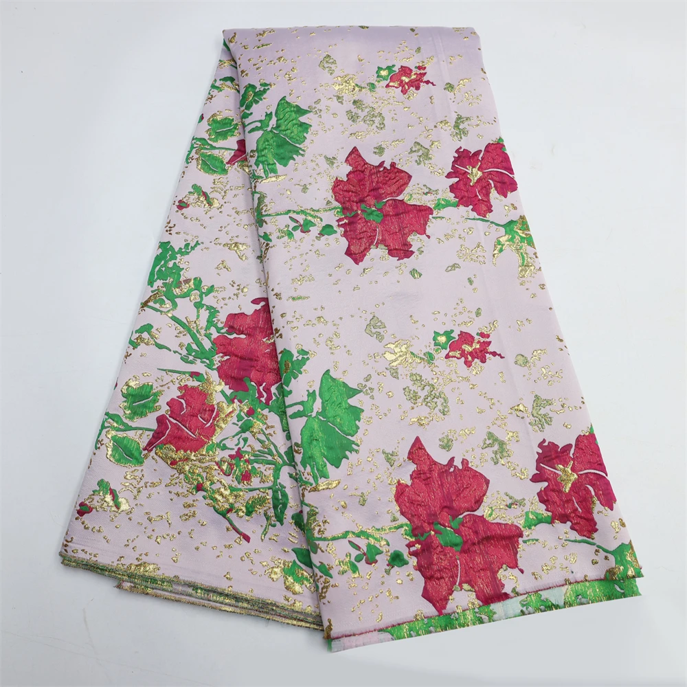 

Cheap New African Brocade Jacquard Lace Fabric Nigerian Floral Organza Material French Net Tulle Cloth Tissus For Sewing Dress