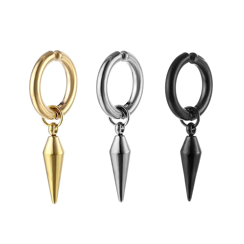 

Новые модные серьги-Клипсы из нержавеющей стали для женщин и мужчин, черные, серебряные, золотые модные уличные серьги, ювелирные изделия