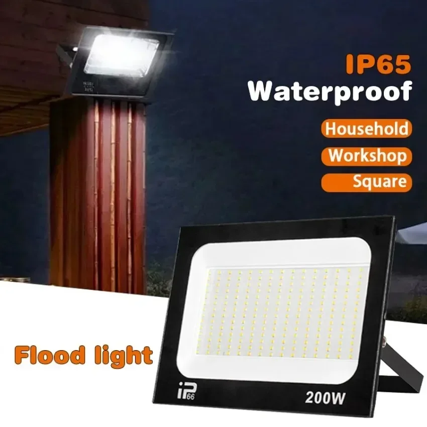 200W LED Floodlight Spotlight Outdoor IP66 Waterproof Courtyard Light Porch Garden Garage Street Indoor Outdoor Lighting AC220V,led flood light