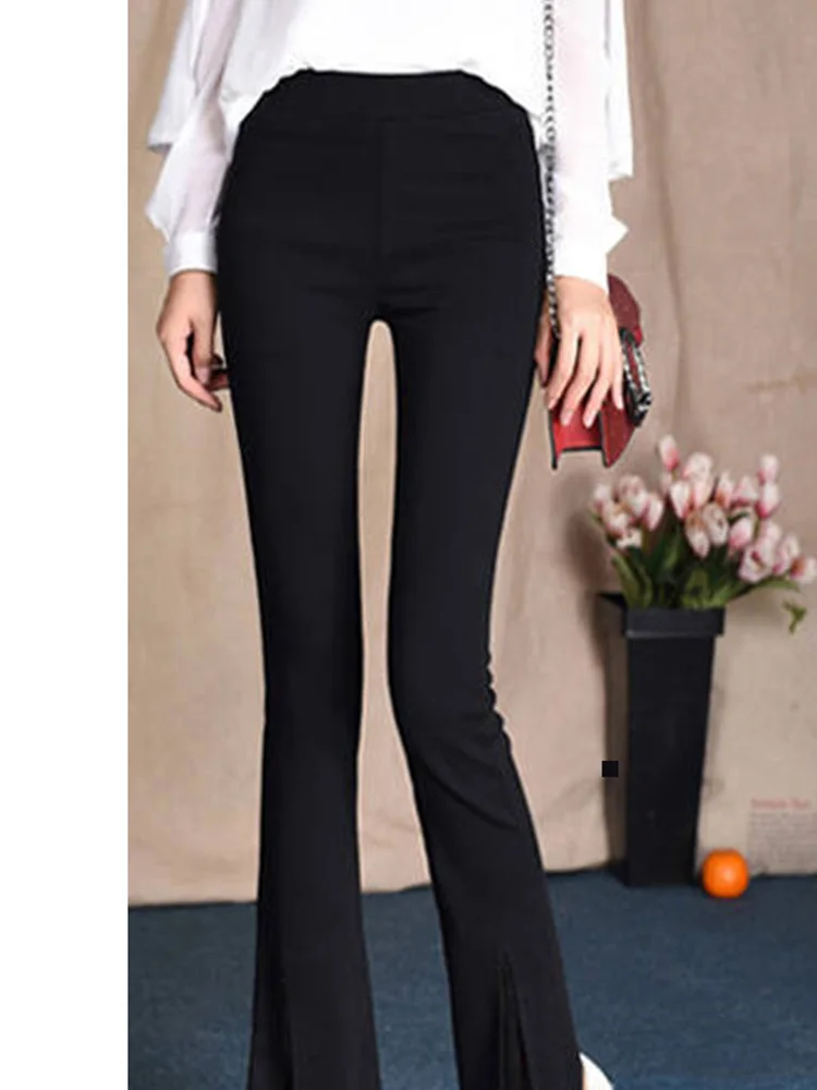 Gothic Style Black Harajuku Punk Style New Lace Sexy Trousers Long Flare Pants Streetwear Y2K Trousers Lady Stretch