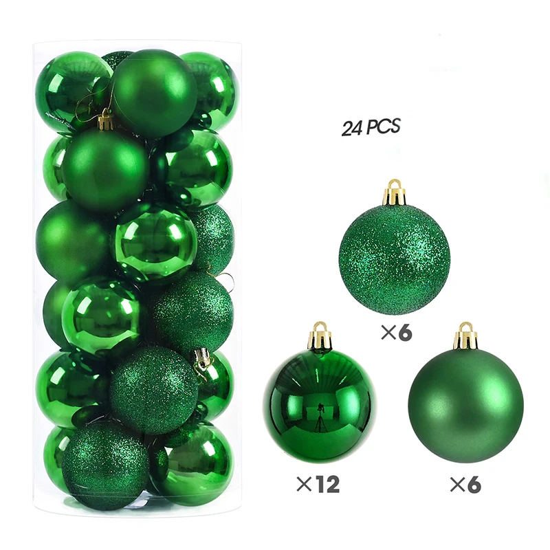 thumbnail image 1 of 24 piezas de bolas de Navidad de 4 cm para colgar en fiestas, juego de bolas de plástico para decoración de árbol de Navidad, regalos de Año Nuevo 2024 para el hogar, 1 of 5