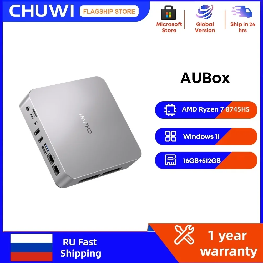 CHUWI AuBox AMD Ryzen 7 8745HS Mini PC 16GB DDR5 512GB SSD Windows