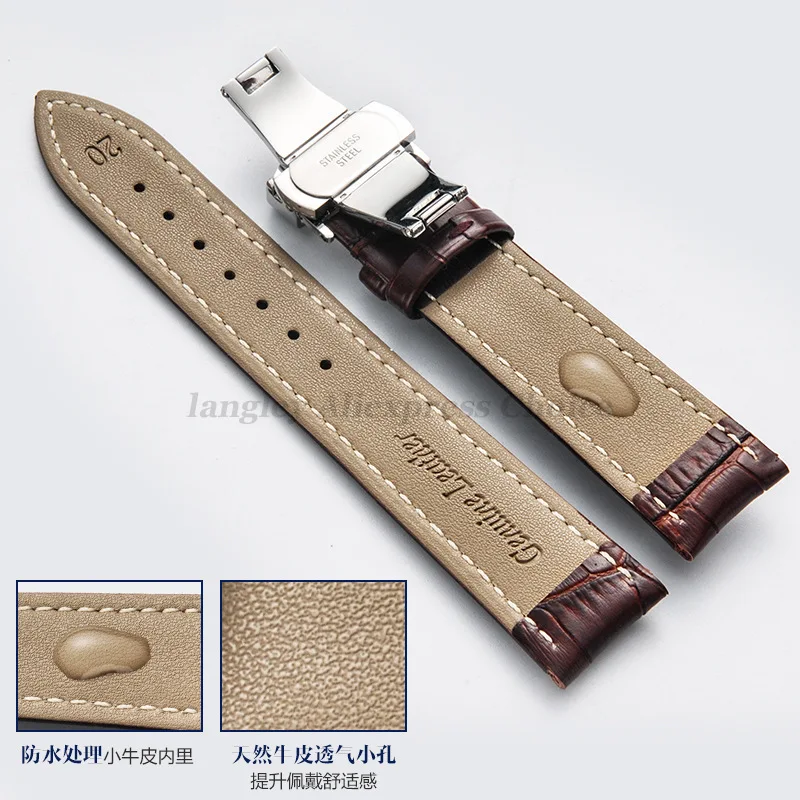 Echtes Lederarmband 14/16mm 18mm 20mm 21mm 22mm 24mmUhrenarmband mit Box Butterfly-Verschluss Ersatzarmband Uhrenzubehör – Detail 6