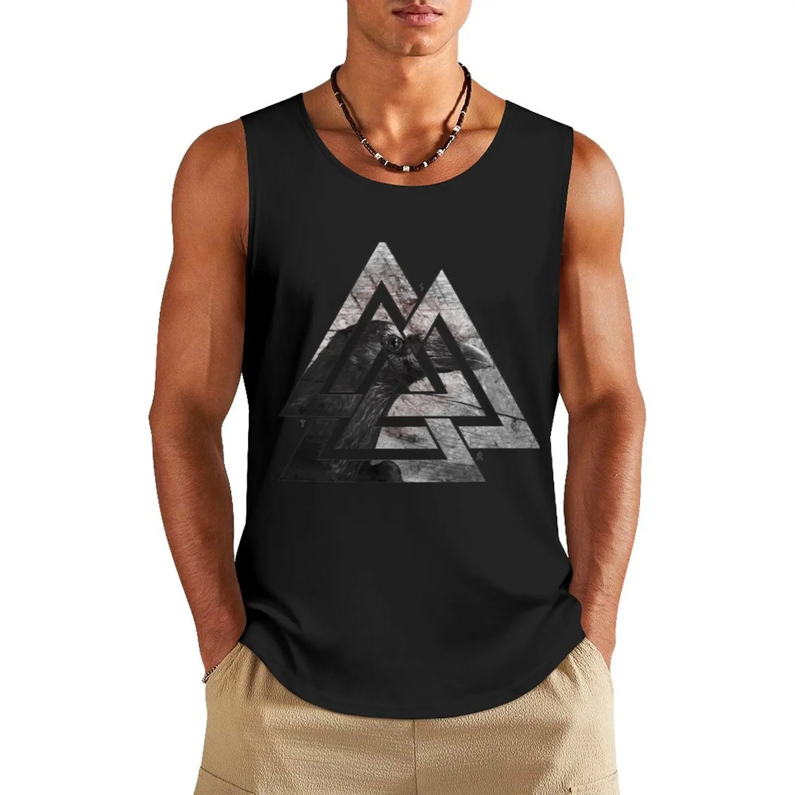 

Odin's Raven Tank Top Male vest Men's summer clothes 2024 Short sleeve Men's tops