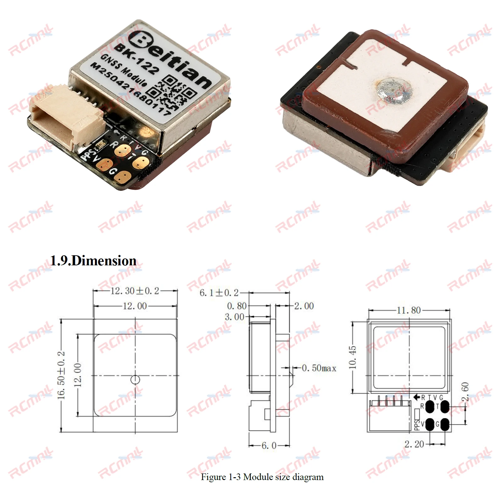 세라믹 안테나가 장착된 BEITIAN M9 GPS 모듈 비행 컨트롤러용 GPS GNSS 수신기 FPV BK-220 BK-122 BK-250 BK-880 BK-280