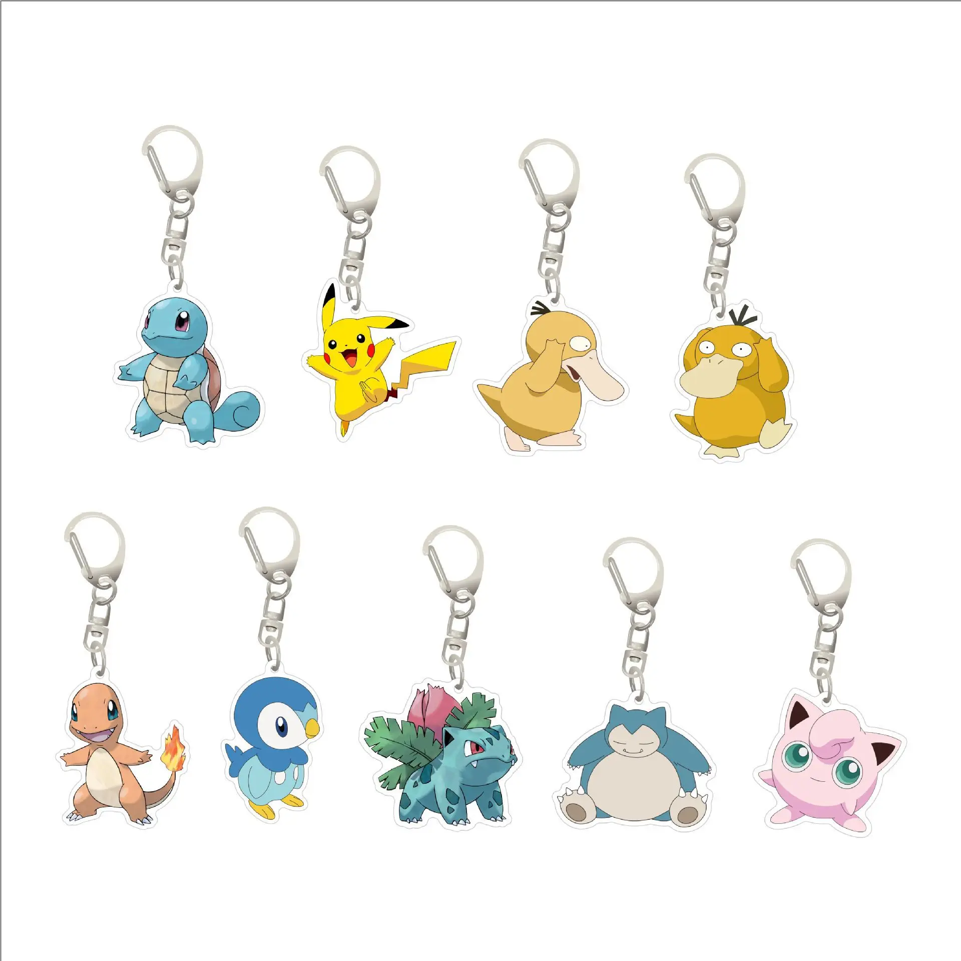 

Pokemon Anime Character Pikachu Duck Acrylic Keychain Women's Cute Schoolbag Pendant Accessories Couples Children's Gift Jewelry