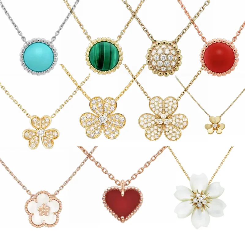 

High Quality Natural Mother-Of-Pearl Four-Leaf Clover Necklace Butterfly Nine-Flower Pendant Women's Jewelry Gemstone Gift