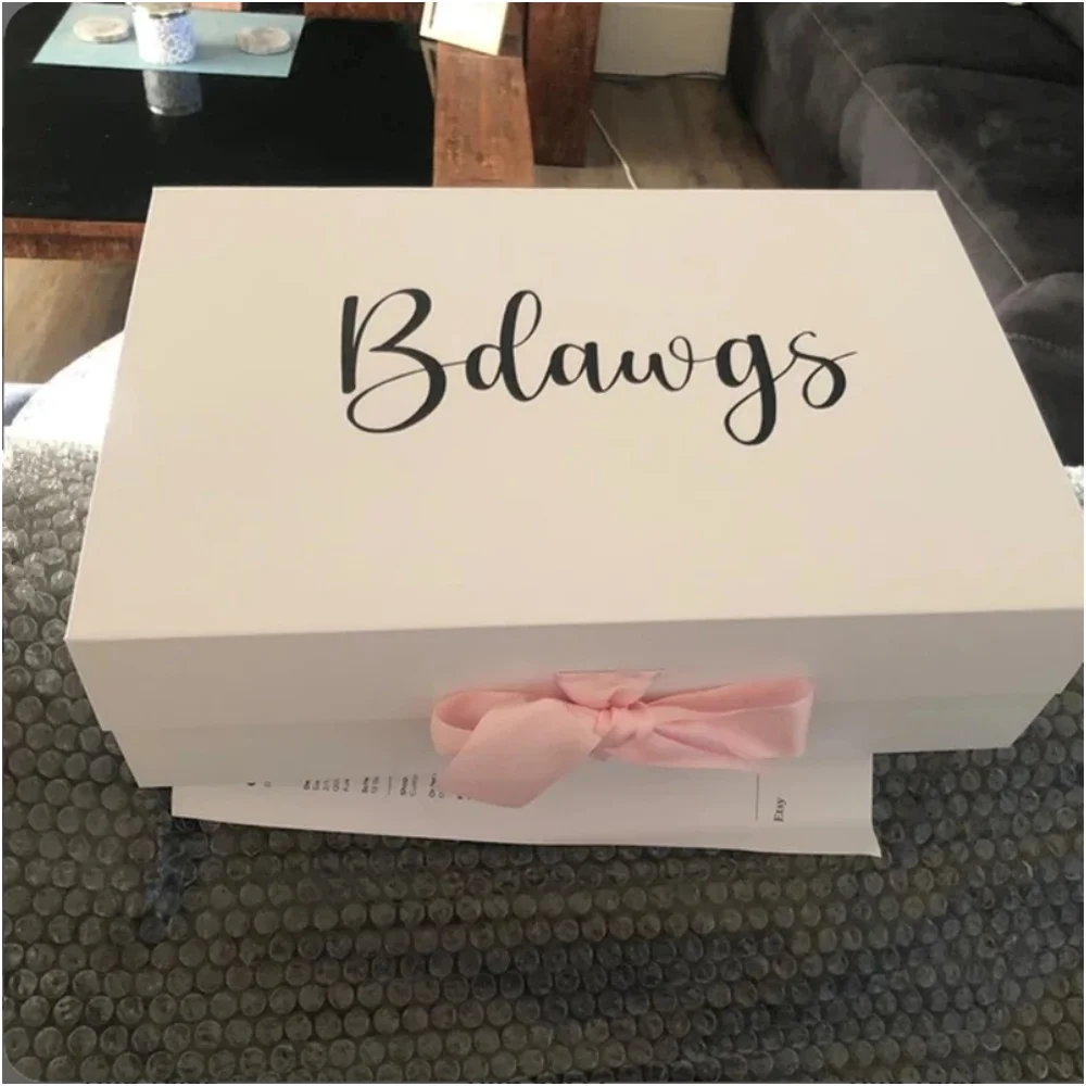 

Personalized Luxury Gift Box,Silver Foil Calligraphy,Bridesmaid Gift with Name,Bridesmaid Proposal,Wedding Party Unique Gift Box