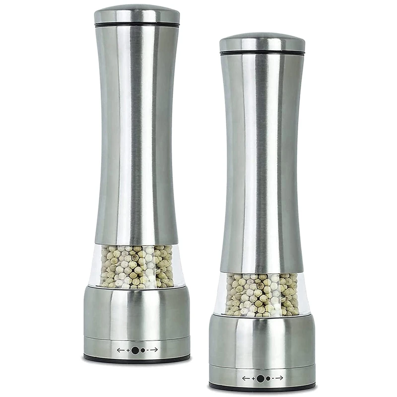 

2PCS Stainless Steel Salt Pepper Grinder, Adjustable Coarse And Fine Sea Salt Grinder & Pepper Grinder, Spice Grinder