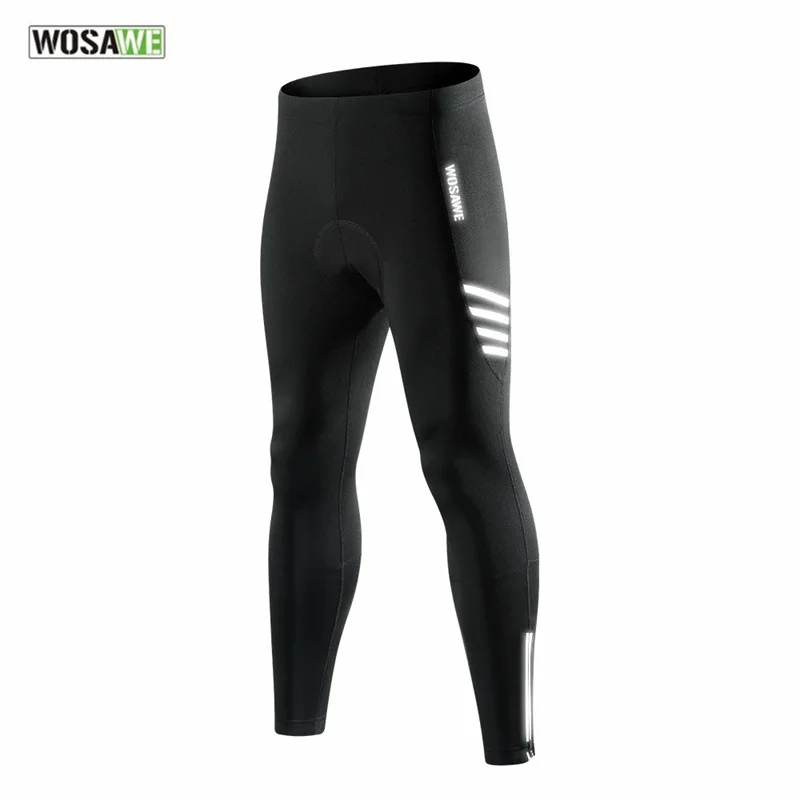

WOSAWE Men Winter Cycling Pants Fleece Thermal Reflective Cycling Tights Gel Pad Windproof Outdoor Sports MTB Bike Long Trousers