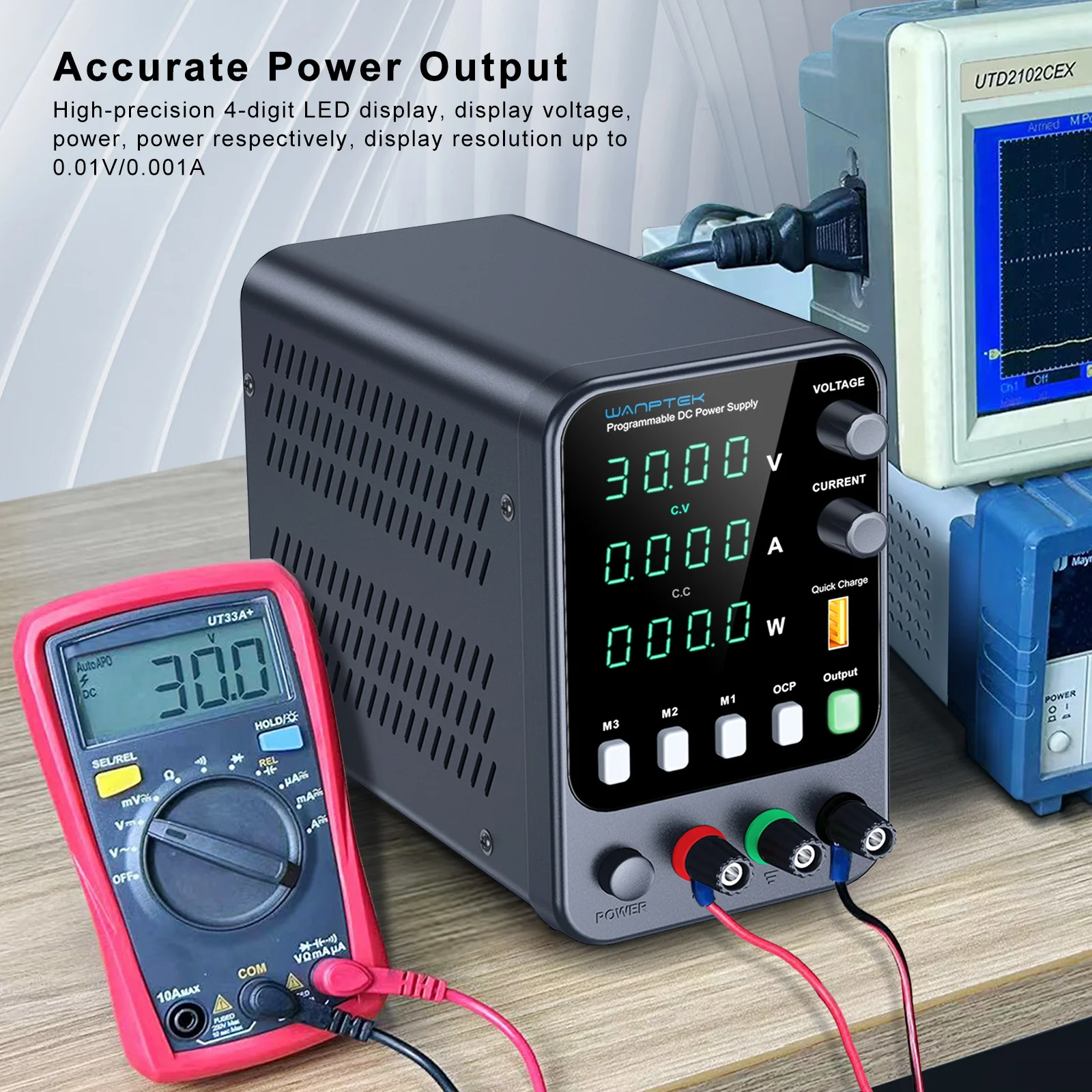 Description Picture 5 of itemWANPTEK Adjustable DC Power Supply 30V 10A Laboratory Power Supply Highly Accurate 4-Digit LED Display with 3-Group Data Storage