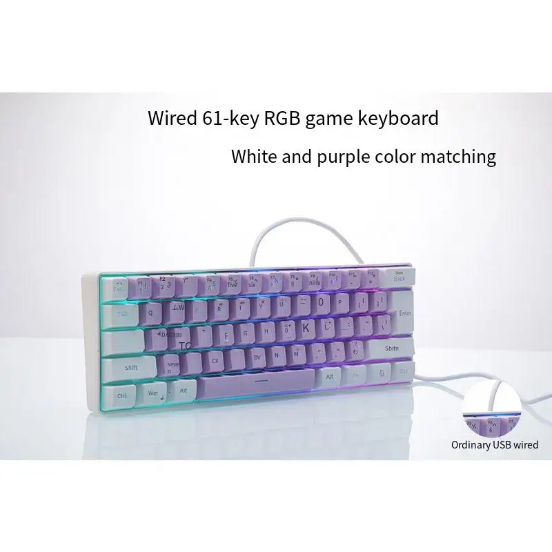 61 key notebook desktop wired gaming mini keyboard RGB illuminated keyboard