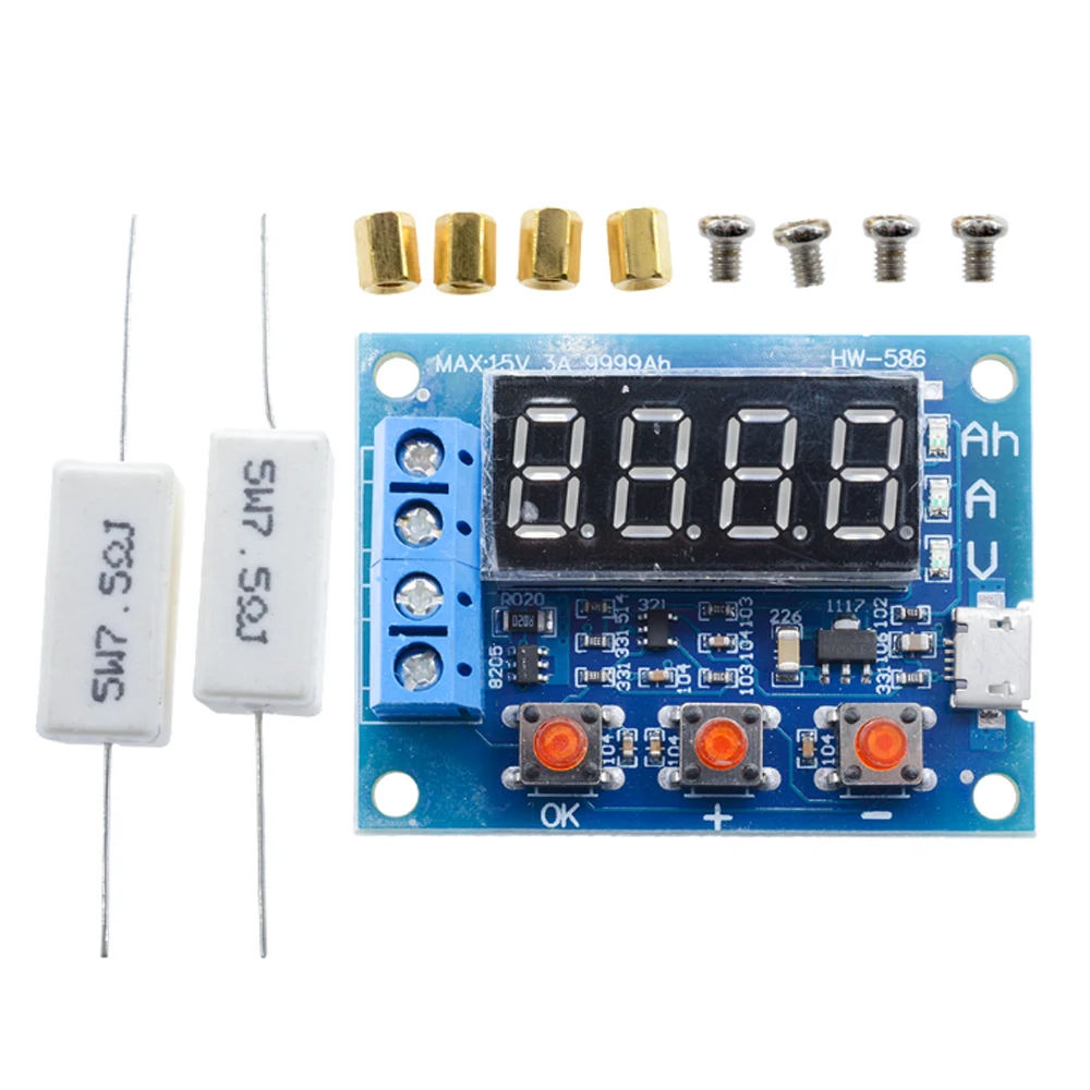 LED Digital Display 18650 Lithium Battery Power Supply Test Resistance Lead-acid Capacity Discharge Meter ZB2L3 Battery Tester battery tester,lithium battery tester