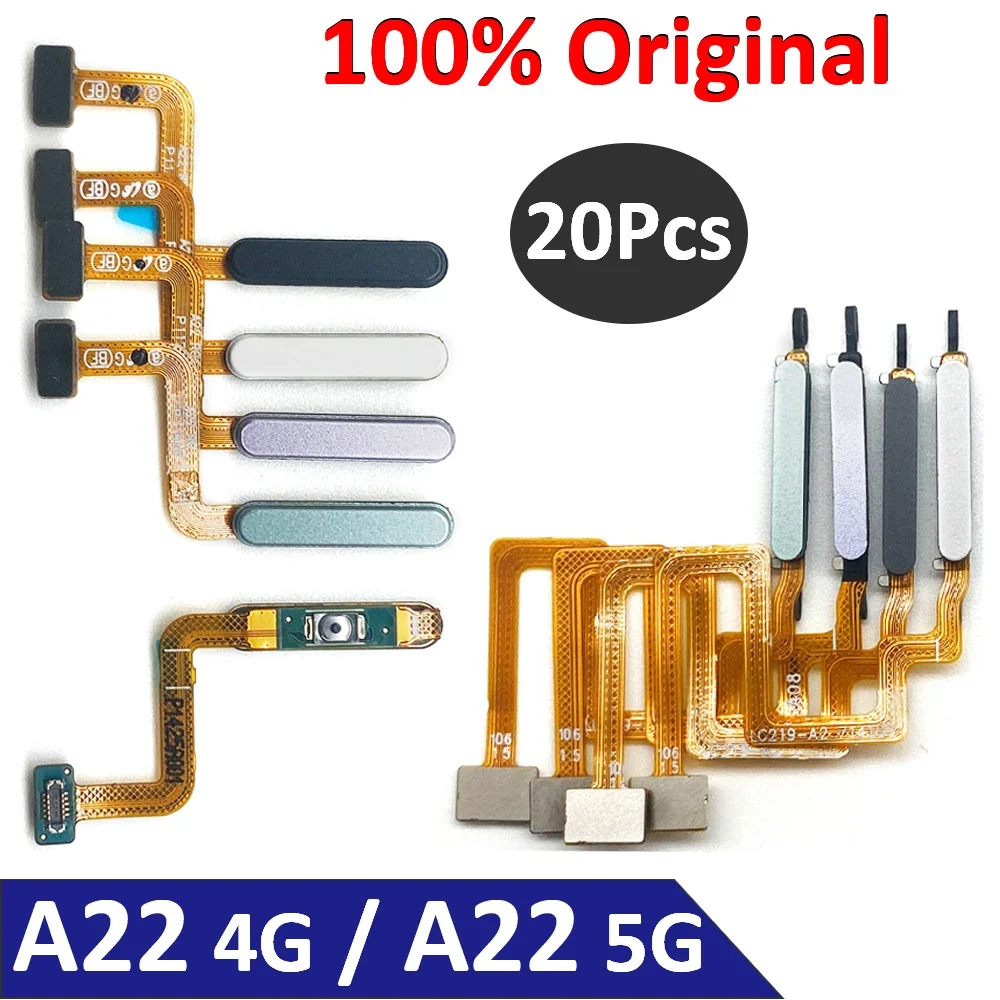 

20Pcs，100% Original For Samsung A22 4G / A22 5G ID Home Button Fingerprint Menu Return Key Recognition Sensor Scanner Flex Cable